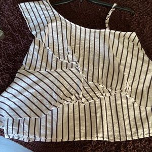 Brown and White Blouse